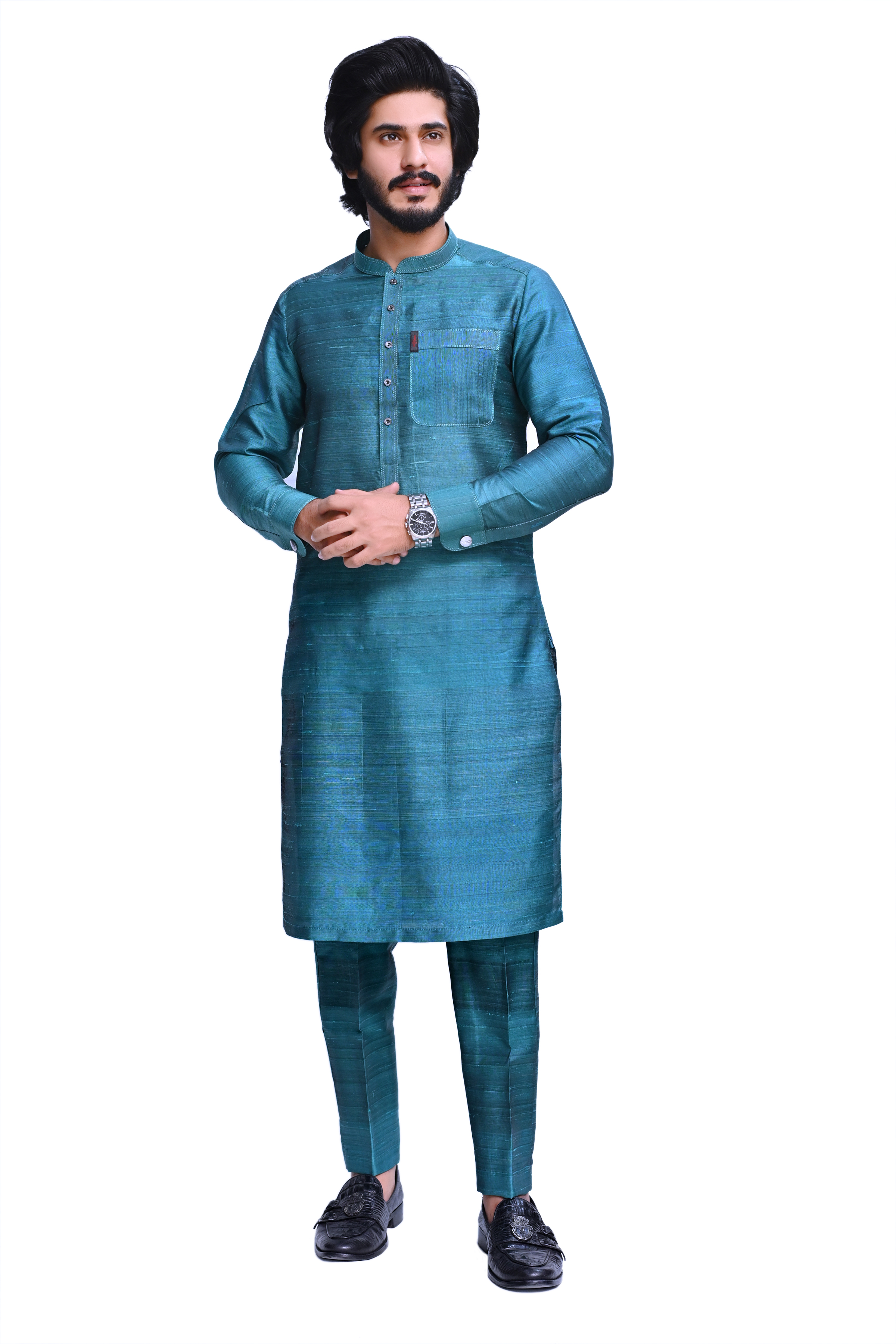 Teal Waistcoat Shalwar Kameez